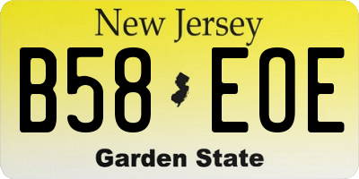 NJ license plate B58EOE