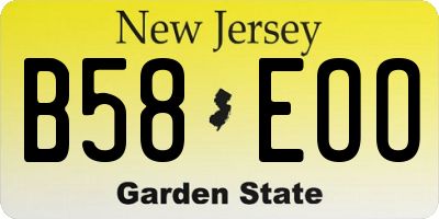 NJ license plate B58EOO