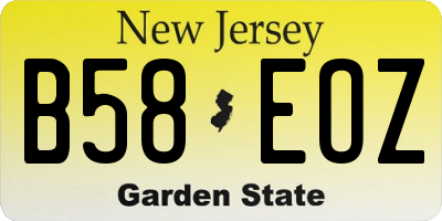 NJ license plate B58EOZ