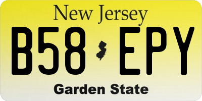 NJ license plate B58EPY