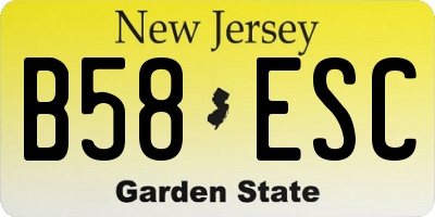 NJ license plate B58ESC
