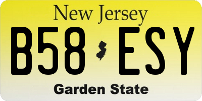 NJ license plate B58ESY