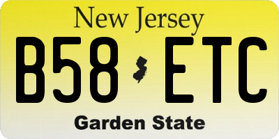 NJ license plate B58ETC