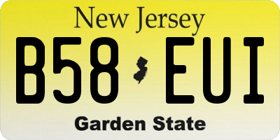 NJ license plate B58EUI