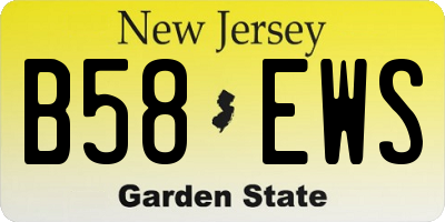 NJ license plate B58EWS