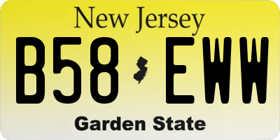 NJ license plate B58EWW
