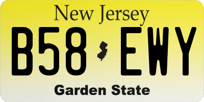 NJ license plate B58EWY
