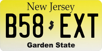 NJ license plate B58EXT