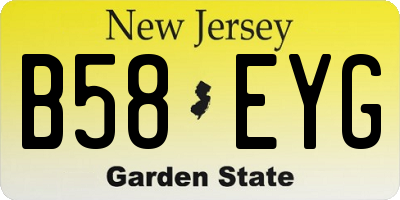 NJ license plate B58EYG