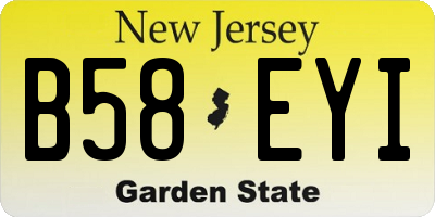NJ license plate B58EYI