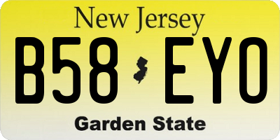 NJ license plate B58EYO
