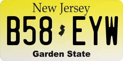 NJ license plate B58EYW
