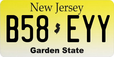 NJ license plate B58EYY