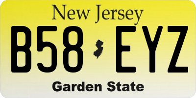 NJ license plate B58EYZ
