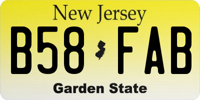 NJ license plate B58FAB