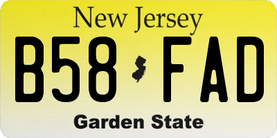 NJ license plate B58FAD