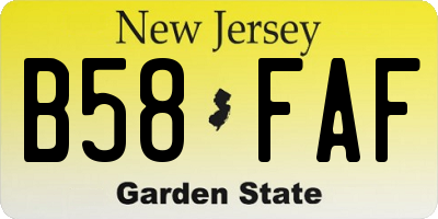 NJ license plate B58FAF
