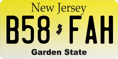 NJ license plate B58FAH
