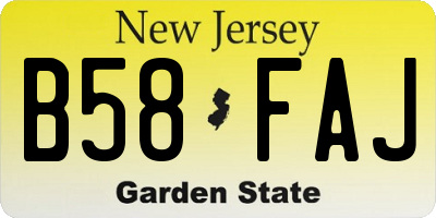 NJ license plate B58FAJ