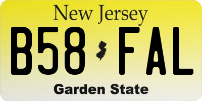 NJ license plate B58FAL