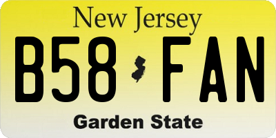 NJ license plate B58FAN