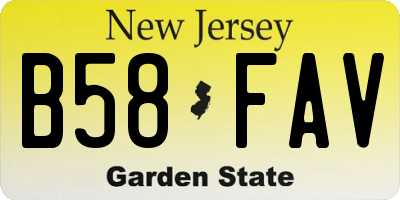 NJ license plate B58FAV