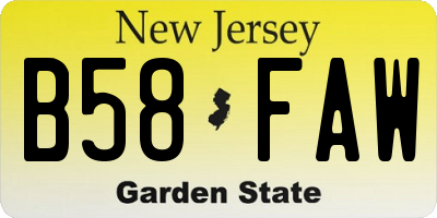 NJ license plate B58FAW
