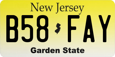 NJ license plate B58FAY