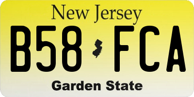 NJ license plate B58FCA
