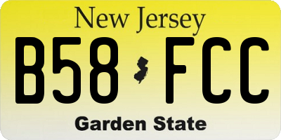 NJ license plate B58FCC