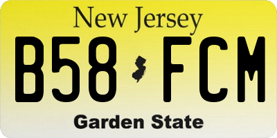 NJ license plate B58FCM