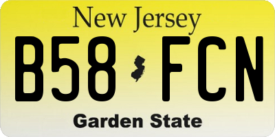 NJ license plate B58FCN