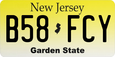 NJ license plate B58FCY