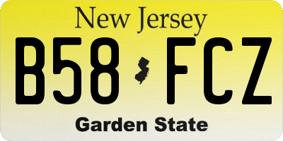 NJ license plate B58FCZ
