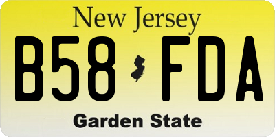 NJ license plate B58FDA