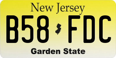 NJ license plate B58FDC