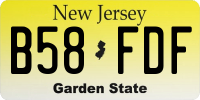NJ license plate B58FDF