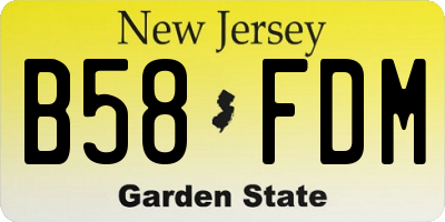NJ license plate B58FDM