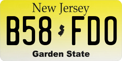 NJ license plate B58FDO
