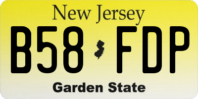 NJ license plate B58FDP
