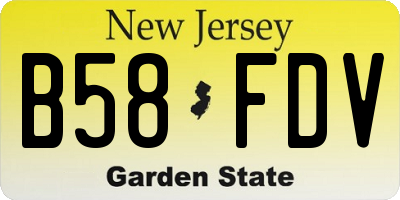 NJ license plate B58FDV