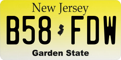 NJ license plate B58FDW