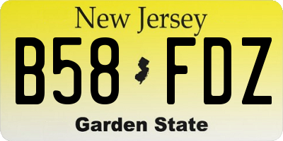 NJ license plate B58FDZ