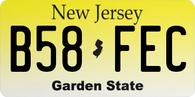 NJ license plate B58FEC