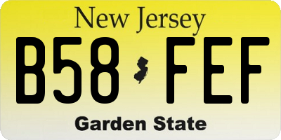 NJ license plate B58FEF