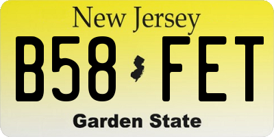 NJ license plate B58FET