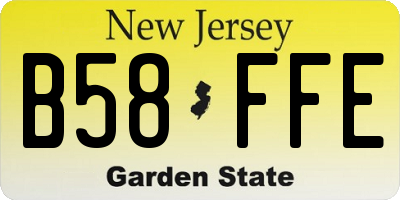NJ license plate B58FFE