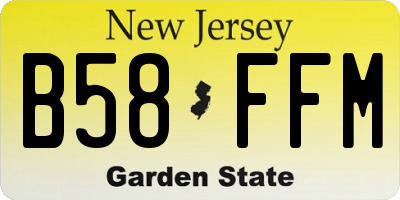 NJ license plate B58FFM