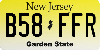 NJ license plate B58FFR