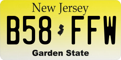 NJ license plate B58FFW